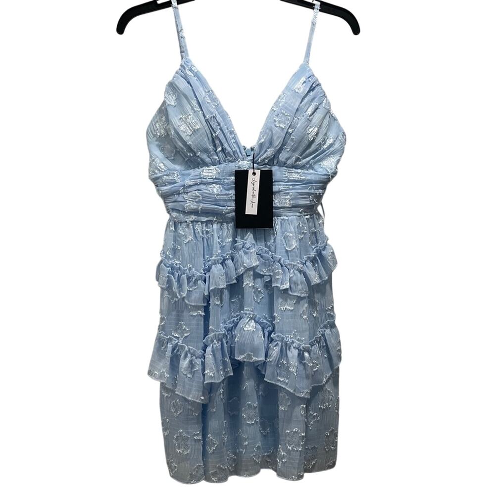 Layered with Love Lil Kat Jacquard Sleeveless Ruffle Mini Babydoll Dress Size XS - Picture 3 of 6